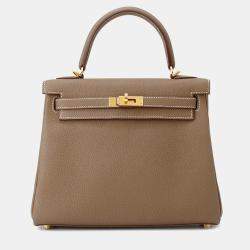 Pre Owned Hermes Kelly Retourne Etoupe Togo Leather Size 25