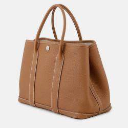 Pre Owned Hermes Garden Party Gold Negonda Leather Size TPM