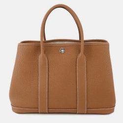 Pre Owned Hermes Garden Party Gold Negonda Leather Size TPM