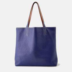 Pre Owned Hermes Double Sense Blue Nuit/Gold Taurillon Clemence Size 45