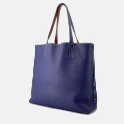 Pre Owned Hermes Double Sense Blue Nuit/Gold Taurillon Clemence Size 45