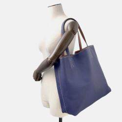 Pre Owned Hermes Double Sense Blue Nuit/Gold Taurillon Clemence Size 45