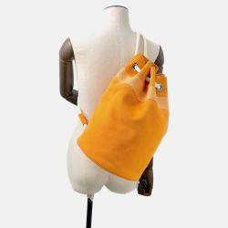 Pre Owned Hermes Sac Marine Receif Orange Canvas Size PM