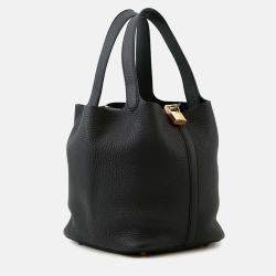 Pre Owned Hermes Picotin Lock Black Taurillon Clemence Size MM