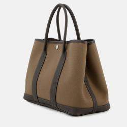 Pre Owned Hermes Garden Party Toundra/Ebene Toile Military Negonda Leather TPM
