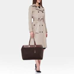 Pre Owned Hermes Chocolate/Terre Toile Canvas and Vache Hunter Herbag Cabas MM Bag