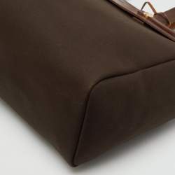 Pre Owned Hermes Chocolate/Terre Toile Canvas and Vache Hunter Herbag Cabas MM Bag