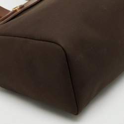 Pre Owned Hermes Chocolate/Terre Toile Canvas and Vache Hunter Herbag Cabas MM Bag