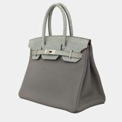 Pre Owned Birkin 30 Touch Gris Meyer Togo and Gris Ciment Matte Niloticus Crocodile in PHW