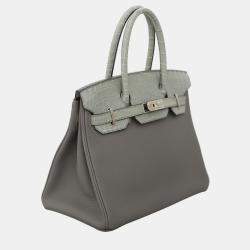 Pre Owned Birkin 30 Touch Gris Meyer Togo and Gris Ciment Matte Niloticus Crocodile in PHW