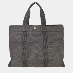 Pre Owned Hermes Gray Canvas Herline Tote GM Handbag