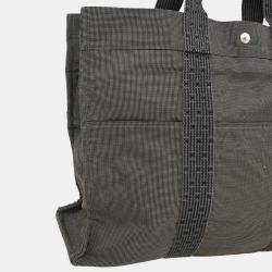 Pre Owned Hermes Gray Canvas Herline Tote GM Handbag