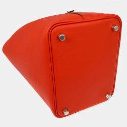 Pre Owned Hermes Red Epsom Picotin Lock 18 PM Tressage de Cuir Handbag