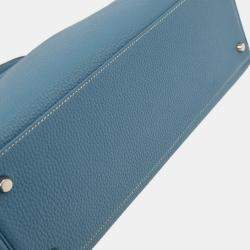 Pre Owned Hermes Blue Jean Togo Kelly 35 Retourne 2way Handbag