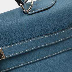 Pre Owned Hermes Blue Jean Togo Kelly 35 Retourne 2way Handbag