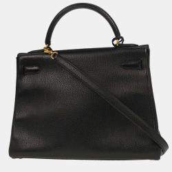 Pre Owned Hermes Black Ardennes Kelly 32 Retourne 2way Handbag