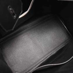 Pre Owned Hermes Black Orange Box Calf Potamos Haut a Courroies 36 Handbag