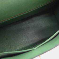 Pre Owned Hermes Green Courchevel Kelly 35 Sellier 2way Handbag