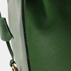 Pre Owned Hermes Green Courchevel Kelly 35 Sellier 2way Handbag