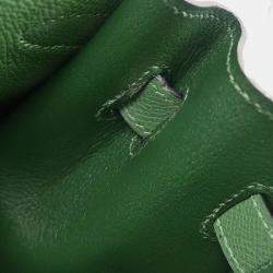 Pre Owned Hermes Green Courchevel Kelly 35 Sellier 2way Handbag