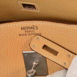 Pre Owned Hermes Natural Sable Taurillon Clemence Birkin 45 Handbag