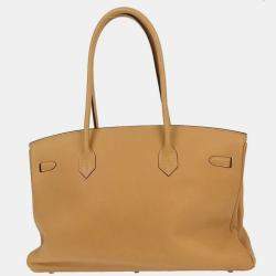 Pre Owned Hermes Natural Sable Taurillon Clemence Birkin 45 Handbag