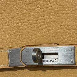 Pre Owned Hermes Natural Sable Taurillon Clemence Birkin 45 Handbag