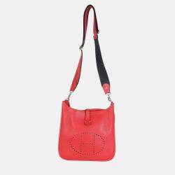 Pre Owned Hermes Rouge Casaque Clemence Evelyne PM PHW