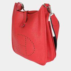 Pre Owned Hermes Rouge Casaque Clemence Evelyne PM PHW