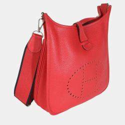 Pre Owned Hermes Rouge Casaque Clemence Evelyne PM PHW