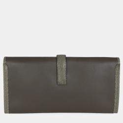 Pre Owned Hermes Touch 29  Etain Ombre Swift Lizard Jige Clutch