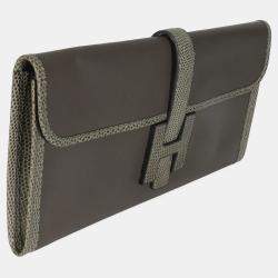 Pre Owned Hermes Touch 29  Etain Ombre Swift Lizard Jige Clutch