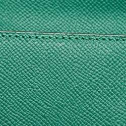 Pre Owned Hermes Malachite Epsom Leather Gold Finish Kelly Sellier 35 Bag