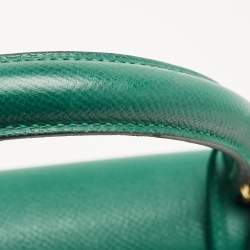 Pre Owned Hermes Malachite Epsom Leather Gold Finish Kelly Sellier 35 Bag