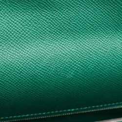Pre Owned Hermes Malachite Epsom Leather Gold Finish Kelly Sellier 35 Bag
