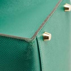 Pre Owned Hermes Malachite Epsom Leather Gold Finish Kelly Sellier 35 Bag