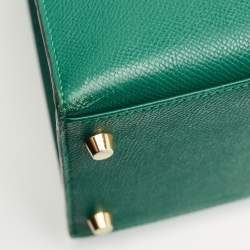 Pre Owned Hermes Malachite Epsom Leather Gold Finish Kelly Sellier 35 Bag