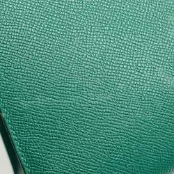 Pre Owned Hermes Malachite Epsom Leather Gold Finish Kelly Sellier 35 Bag