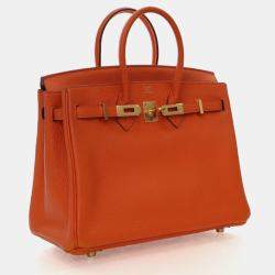 Pre Owned Hermes  Birkin 25 Orange Togo Bag