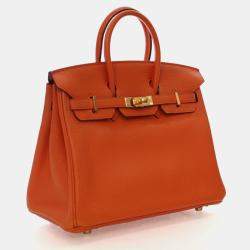 Pre Owned Hermes  Birkin 25 Orange Togo Bag