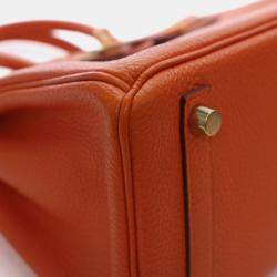 Pre Owned Hermes  Birkin 25 Orange Togo Bag