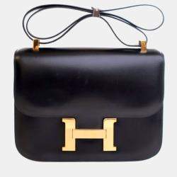 Pre Owned Hermes Box Constance 23 Vintage Black Bag