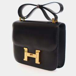 Pre Owned Hermes Box Constance 23 Vintage Black Bag