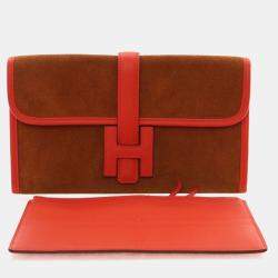Pre Owned Hermes Rouge Tomate Suede Jige 20