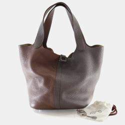 Pre Owned Hermes Etoupe Brulee Togo Picotin 22