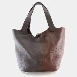 Pre Owned Hermes Etoupe Brulee Togo Picotin 22