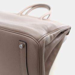 Pre Owned Hermes Gris Touterelle Togo Birkin 35