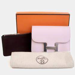 Pre Owned Hermes Mauve Pale Evercolor Constance Slim Wallet