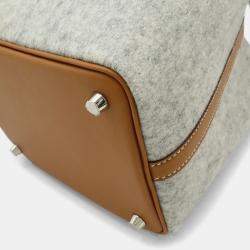 Pre Owned Hermes Picotin Lock Pm Handbag/Tote Bag In Felt  Swift Leather  Gripere Gray  Gold
