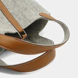 Pre Owned Hermes Picotin Lock Pm Handbag/Tote Bag In Felt  Swift Leather  Gripere Gray  Gold